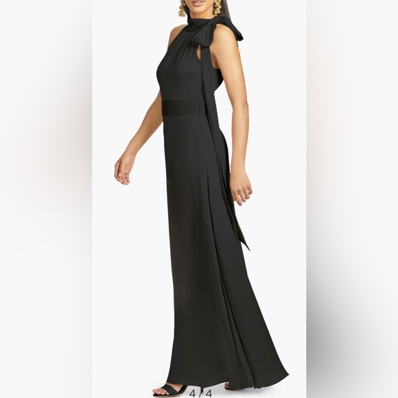 Sachin & Babi Black Kayla Halter Gown size 10 Elegant Satin Tie Neck Maxi NWOT - Picture 3 of 11